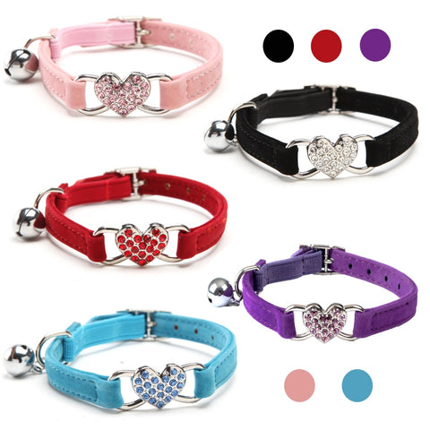 Heart Charm & Bell Cat Collar