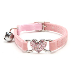 Heart Charm & Bell Cat Collar