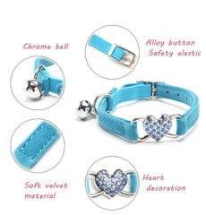 Heart Charm & Bell Cat Collar
