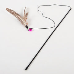 Hoopet Pet Cat Toy Teaser Multi Color Bird Feather Plush Cat Mouse Rat Wand Cat Catcher Teaser Stick Cat Interactive Ball Toys