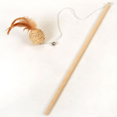 Hoopet Pet Cat Toy Teaser Multi Color Bird Feather Plush Cat Mouse Rat Wand Cat Catcher Teaser Stick Cat Interactive Ball Toys